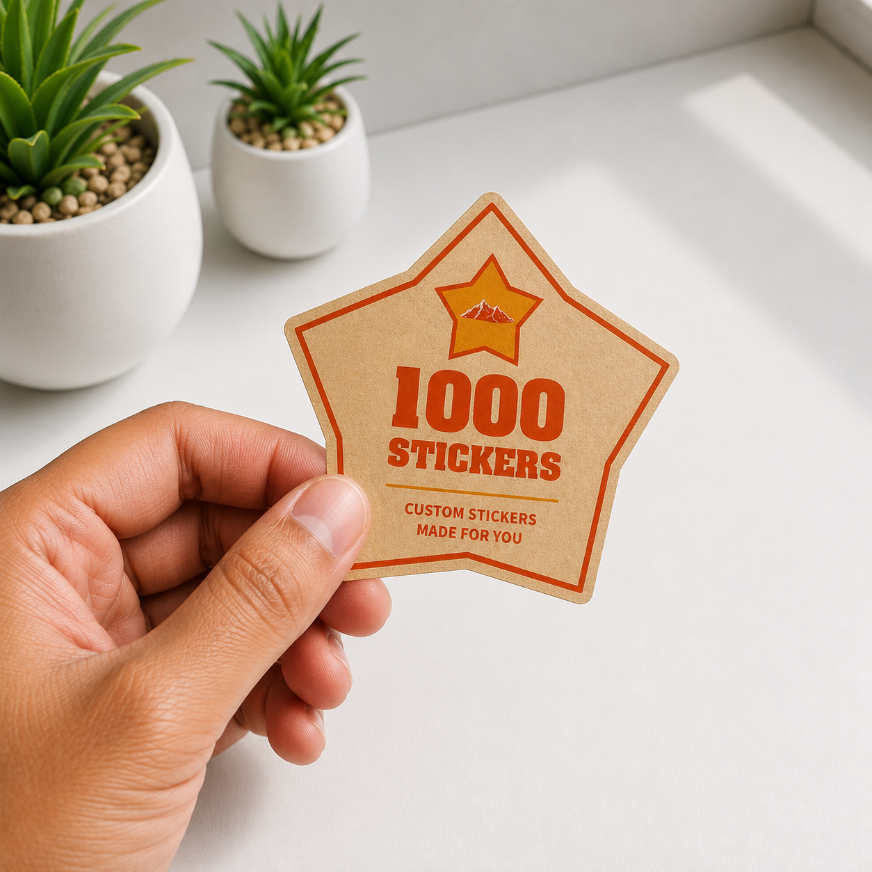 Custom Shape Kraft Paper Stickers | 1000 Stickers