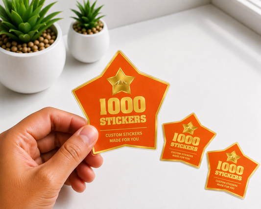 Custom Shape Gold Foiling Colour Paper Stickers | 1000 Stickers