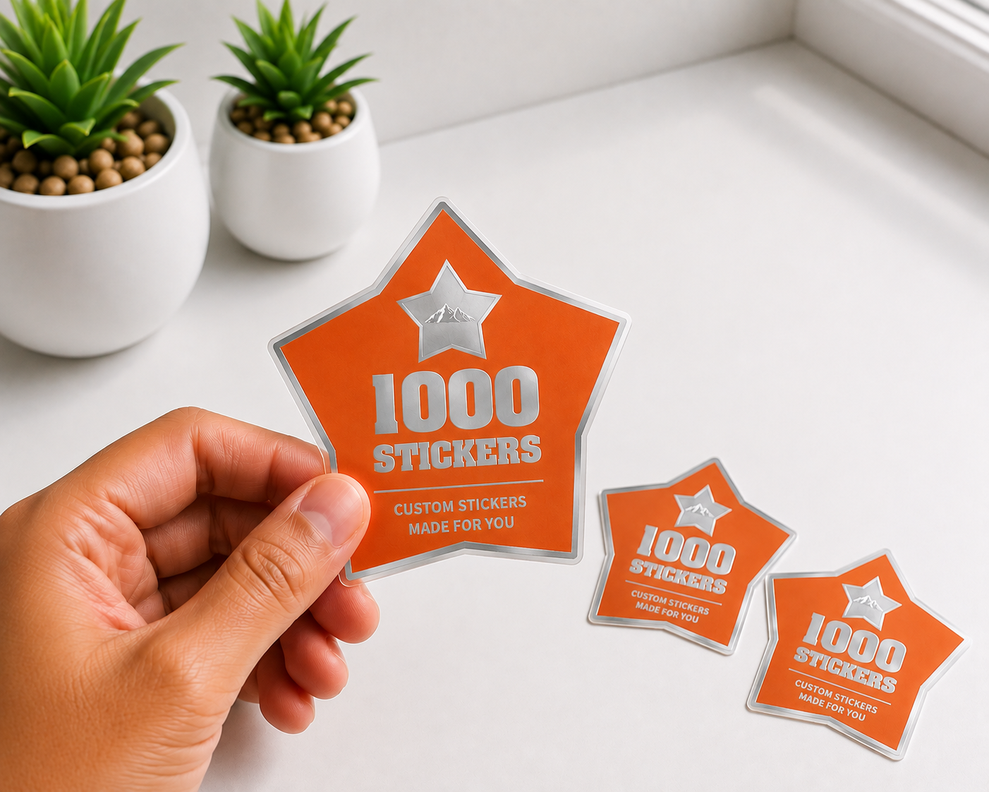 Custom Shape Silver Foiling Colour Paper Stickers | 1000 Stickers