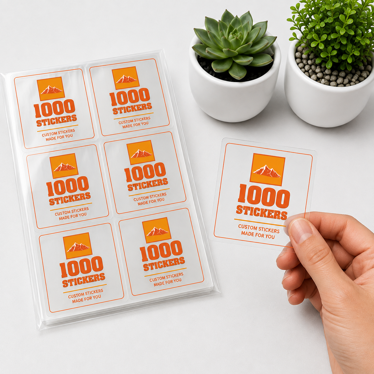 Custom Square Clear Sheet Labels | 1000 Stickers