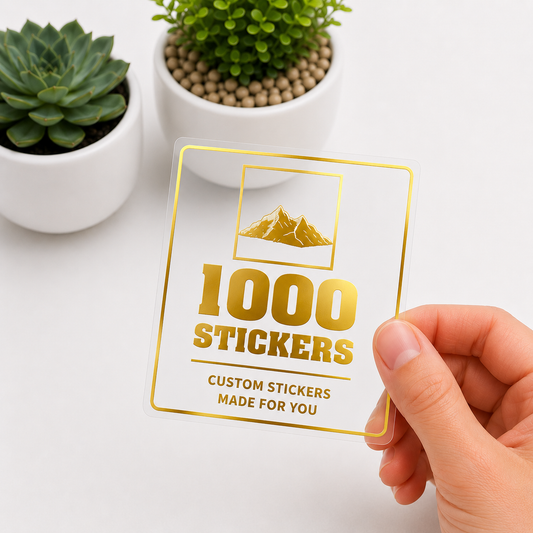 Custom Square Gold Foiling Stickers Transparent Sheets | 1000 Stickers