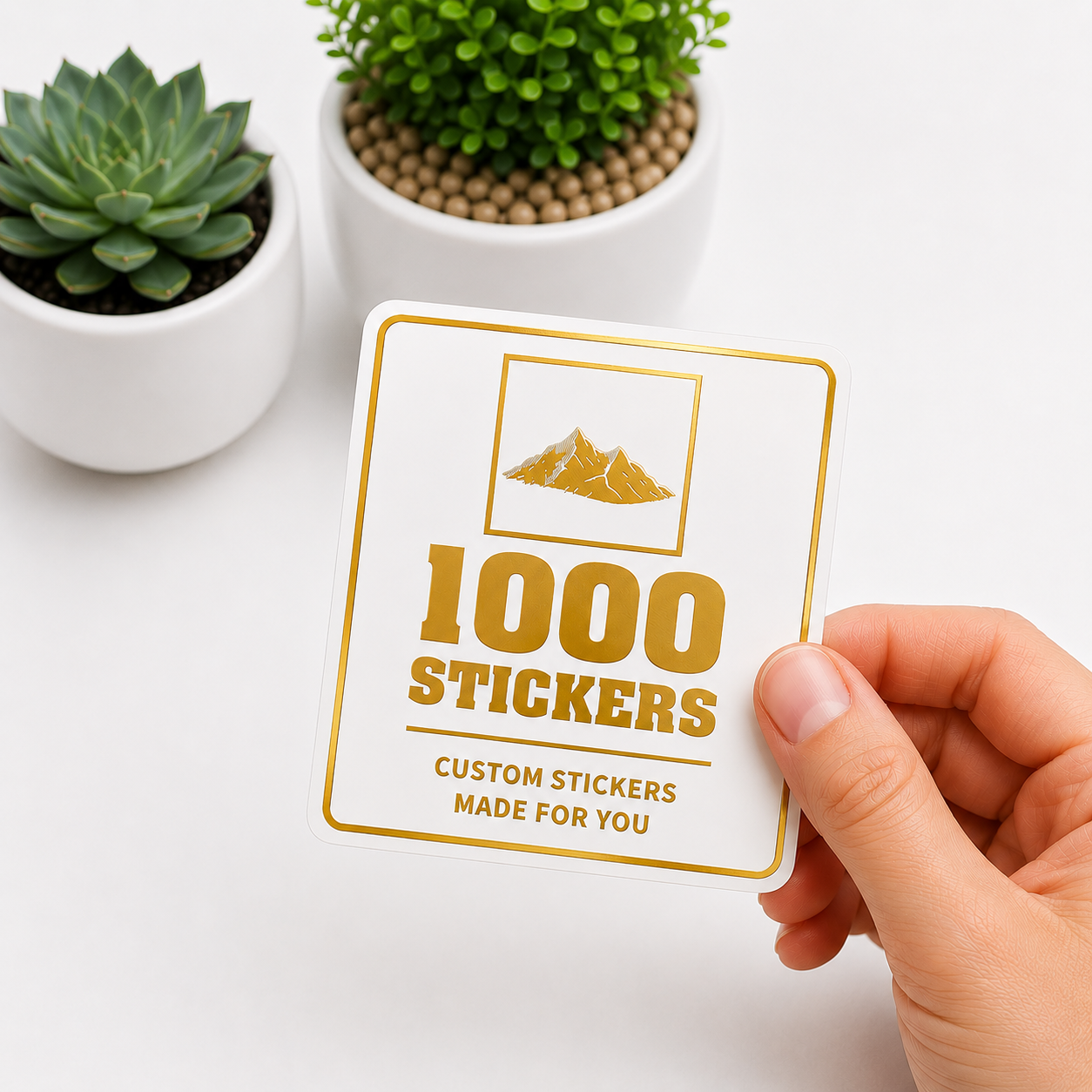 Custom Square Gold Foiling Stickers White Paper Sheets | 1000 Stickers