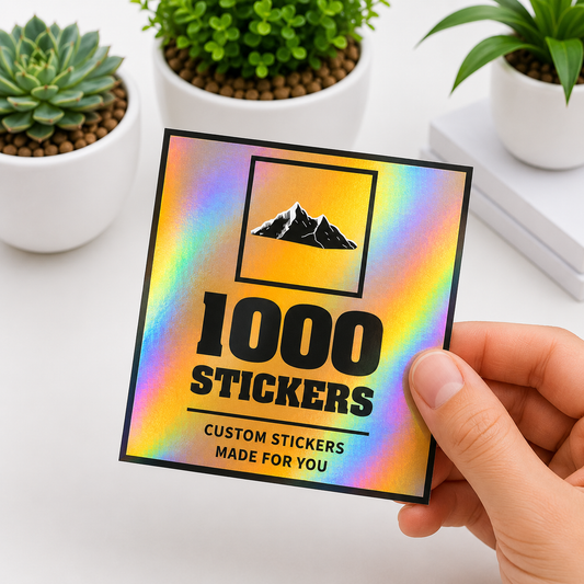 Custom Square Holographic Stickers | 1000 Stickers (Black)