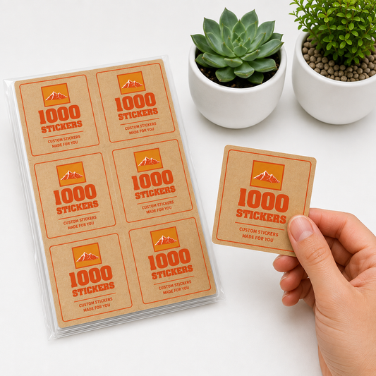 Custom Square Kraft Paper Stickers | 1000 Stickers