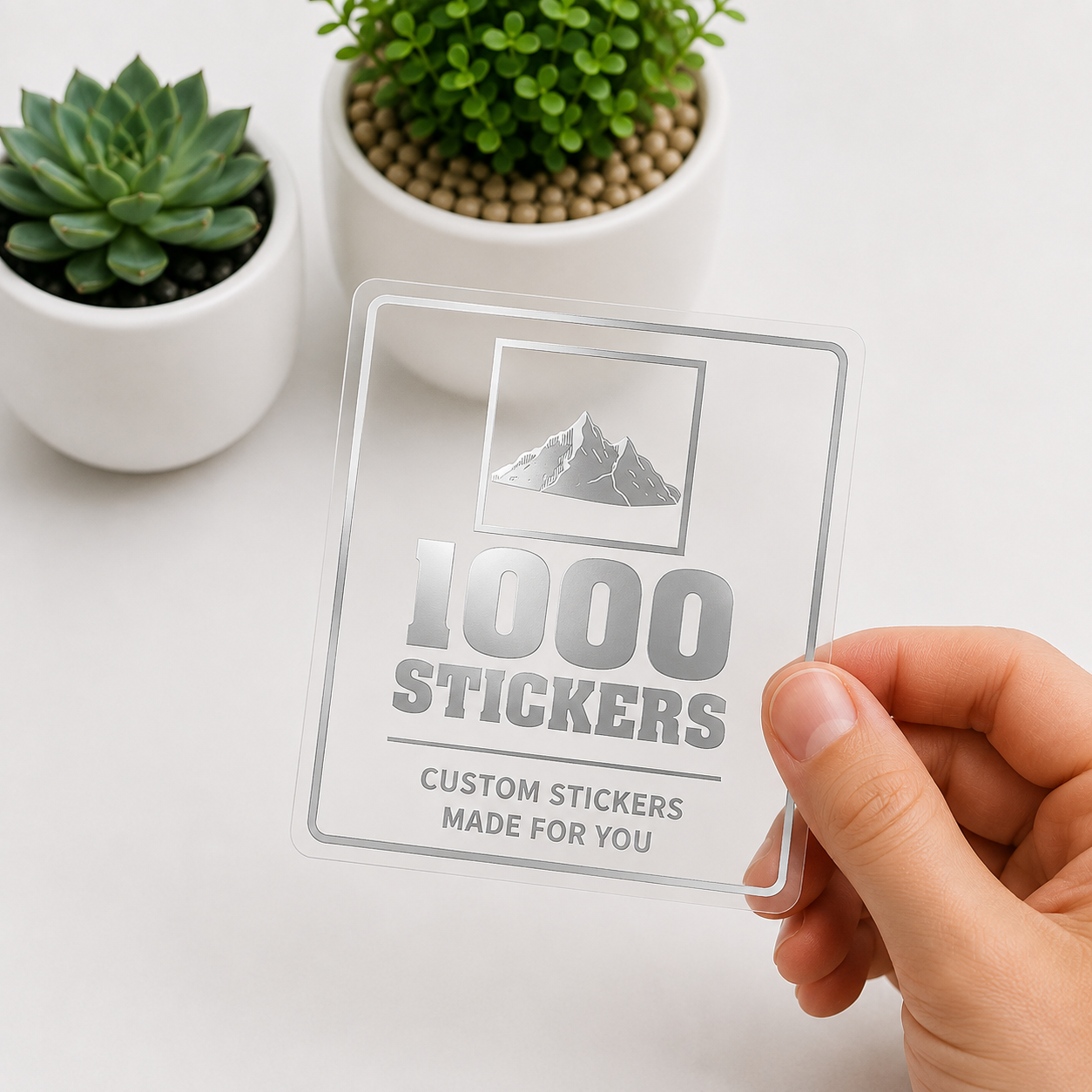 Custom Square Silver Foiling Stickers Transparent Sheets | 1000 Stickers