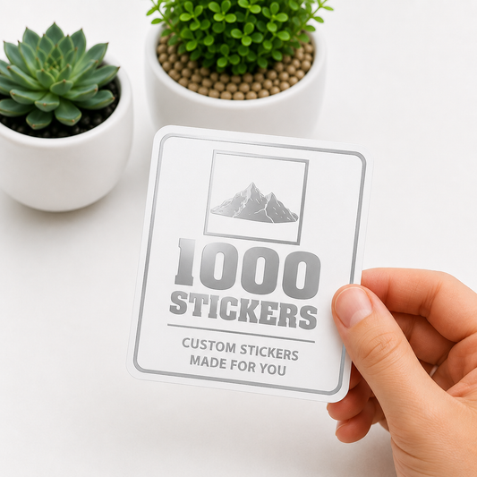 Custom Square Silver Foiling Stickers White Paper Sheets | 1000 Stickers